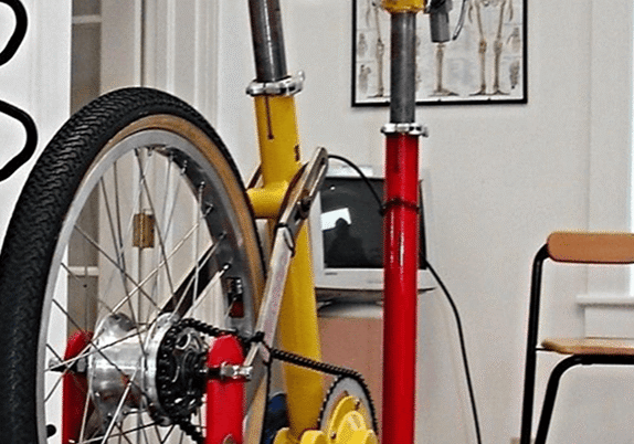 Stationary bike setup in a room
